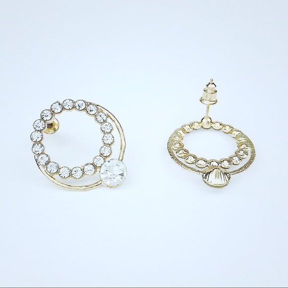 🔴SOLD Rhinestone Rose Gold Tone Dangle Earrings - Picture 2 of 6